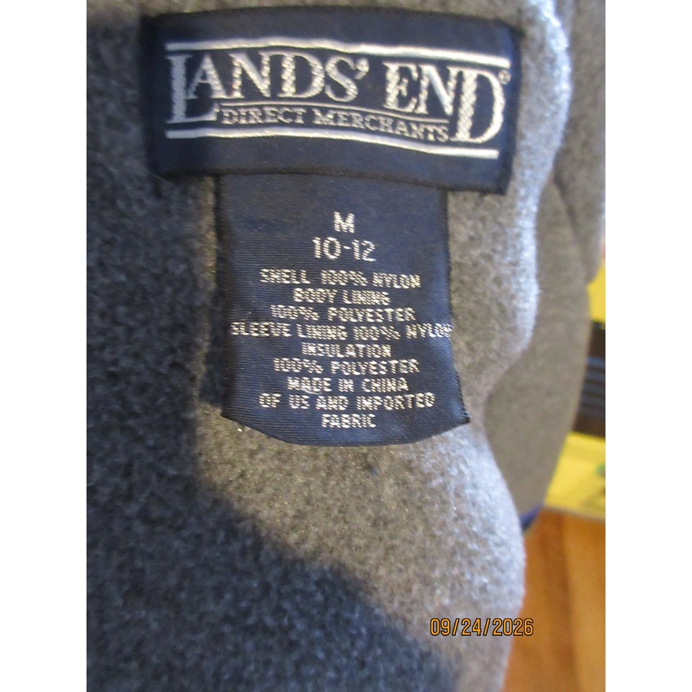 Lands End Kids Blue Squall Hooded Winter Jacket Fleece Lined Size M 10-12 - Picture 7 of 9